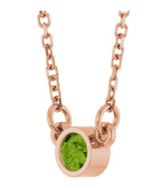 61134 Necklace Set 14K Rose Round Natural Peridot 3 Mm 16 In Polished Natural Peridot Solitaire Necklace