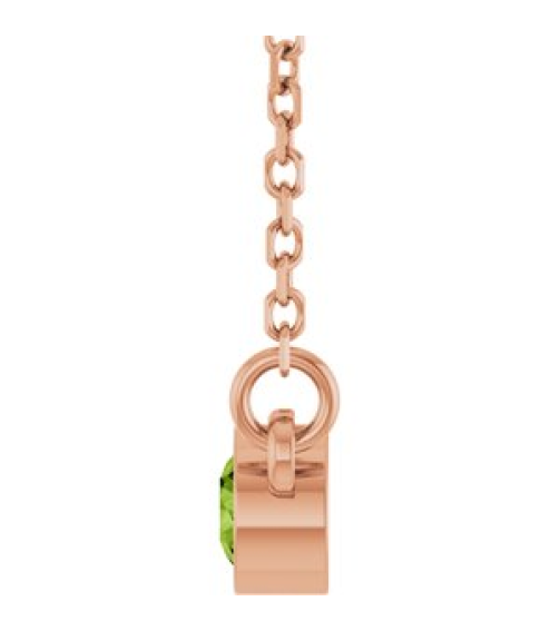 61134 Necklace Set 14K Rose Round Natural Peridot 3 Mm 16 In Polished Natural Peridot Solitaire Necklace