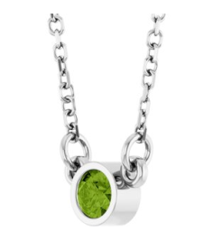 61134 Necklace Set Platinum Round Natural Peridot 3 Mm 16 In Polished Natural Peridot Solitaire Necklace