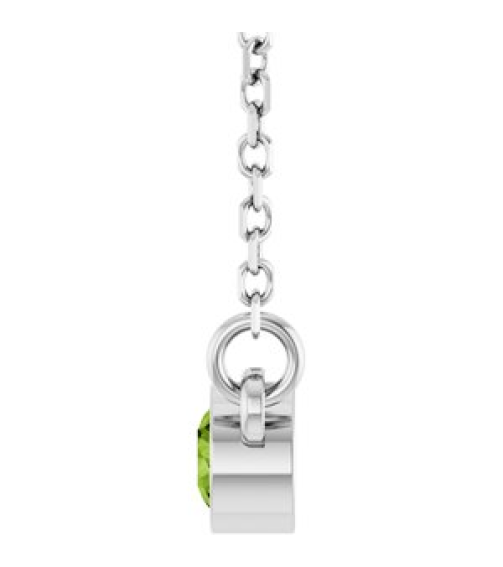 61134 Necklace Set Platinum Round Natural Peridot 3 Mm 16 In Polished Natural Peridot Solitaire Necklace