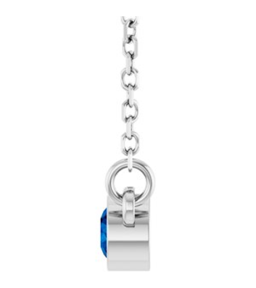 61134 Necklace Set Platinum Round Lab-Grown Blue Sapphire 3 Mm 16 In Polished Lab-Grown Blue Sapphire Solitaire Necklace