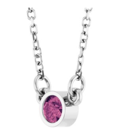 61134 Necklace Set 14K White Round Natural Pink Tourmaline 3 Mm 16 In Polished Natural Pink Tourmaline Solitaire Necklace
