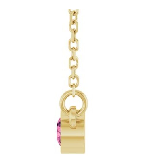 61134 Necklace Set 14K Yellow Round Natural Pink Tourmaline 3 Mm 16 In Polished Natural Pink Tourmaline Solitaire Necklace