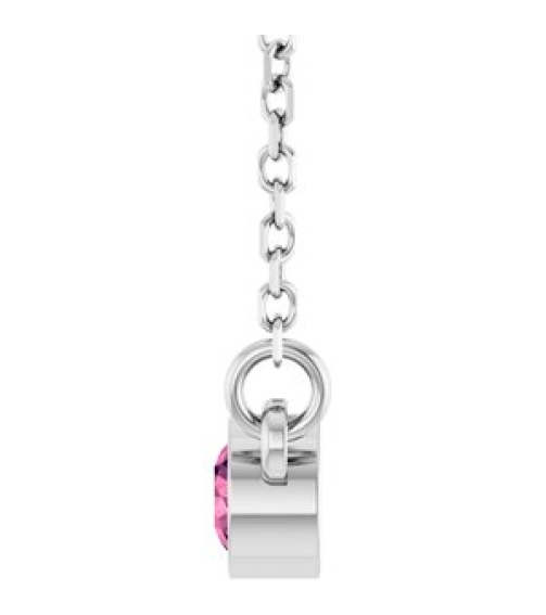 61134 Necklace Set Platinum Round Natural Pink Tourmaline 3 Mm 16 In Polished Natural Pink Tourmaline Solitaire Necklace