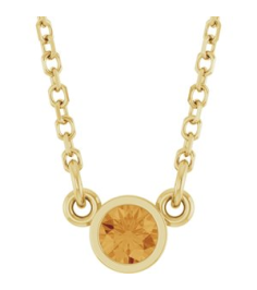 61134 Necklace Set 14K Yellow Round Natural Citrine 3 Mm 16 In Polished Natural Citrine Solitaire Necklace