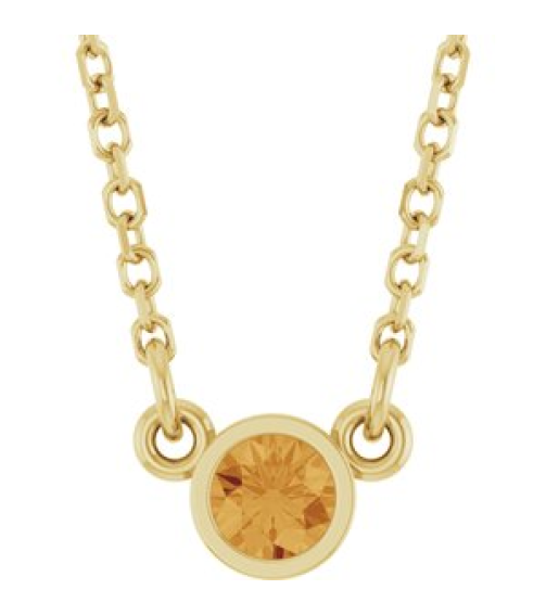 61134 Necklace Set 14K Yellow Round Natural Citrine 3 Mm 16 In Polished Natural Citrine Solitaire Necklace