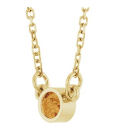 61134 Necklace Set 14K Yellow Round Natural Citrine 3 Mm 16 In Polished Natural Citrine Solitaire Necklace