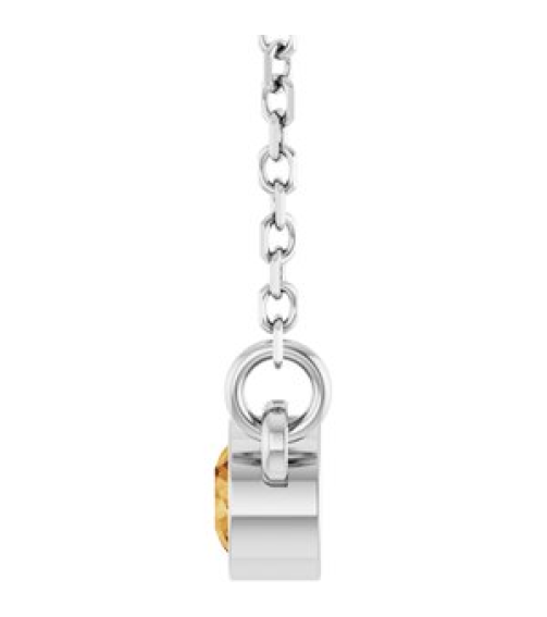 61134 Necklace Set Platinum Round Natural Citrine 3 Mm 16 In Polished Natural Citrine Solitaire Necklace