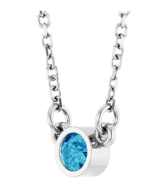 61134 Necklace Set 14K White Round Natural Blue Zircon 3 Mm 16 In Polished Natural Blue Zircon Solitaire Necklace