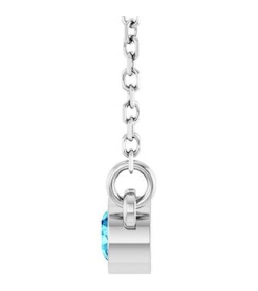 61134 Necklace Set 14K White Round Natural Blue Zircon 3 Mm 16 In Polished Natural Blue Zircon Solitaire Necklace