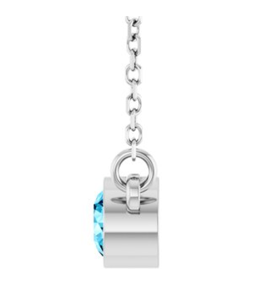 61134 Necklace Set Platinum Round Natural Aquamarine 4 Mm 16 In Polished Natural Aquamarine Solitaire Necklace
