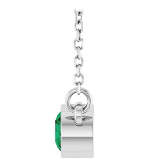 61134 Necklace Set Platinum Round Natural Emerald 4 Mm 16 In Polished Natural Emerald Solitaire Necklace