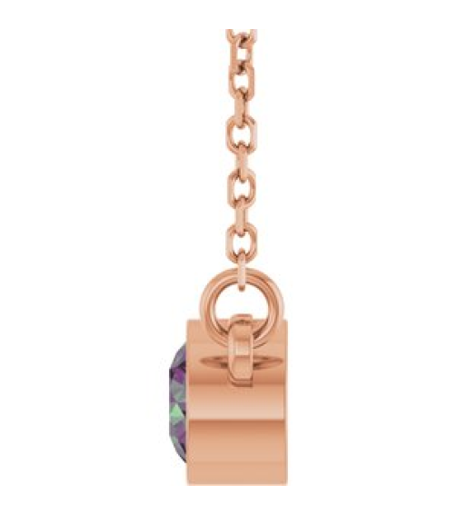61134 Necklace Set 14K Rose Round Lab-Grown Alexandrite 4 Mm 16 In Polished Lab-Grown Alexandrite Solitaire Necklace