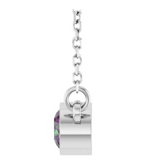 61134 Necklace Set Platinum Round Lab-Grown Alexandrite 4 Mm 16 In Polished Lab-Grown Alexandrite Solitaire Necklace