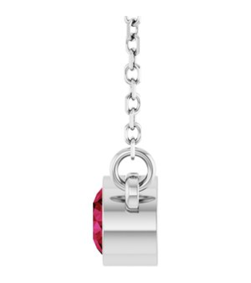 61134 Necklace Set Platinum Round Natural Ruby 4 Mm 16 In Polished Natural Ruby Solitaire Necklace