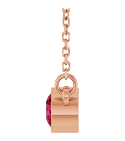 61134 Necklace Set 14K Rose Round Lab-Grown Ruby 4 Mm 16 In Polished Lab-Grown Ruby Solitaire Necklace