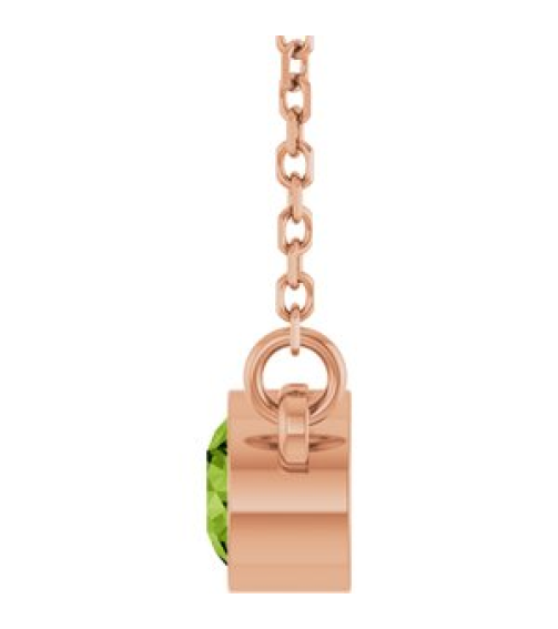 61134 Necklace Set 14K Rose Round Natural Peridot 4 Mm 16 In Polished Natural Peridot Solitaire Necklace