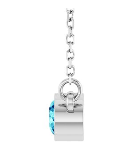 61134 Necklace Set Platinum Round Natural Blue Zircon 4 Mm 16 In Polished Natural Blue Zircon Solitaire Necklace