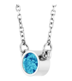61134 Necklace Set Platinum Round Natural Blue Zircon 4 Mm 16 In Polished Natural Blue Zircon Solitaire Necklace