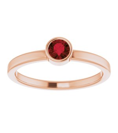 71806 Ring Set 14K Rose Natural Mozambique Garnet Round 4 Mm Polished Natural Mozambique Garnet Ring