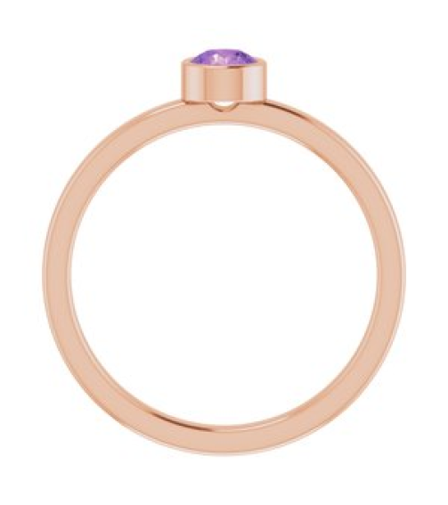 71806 Ring Set 14K Rose Natural Amethyst Round 4 Mm Polished Natural Amethyst Ring
