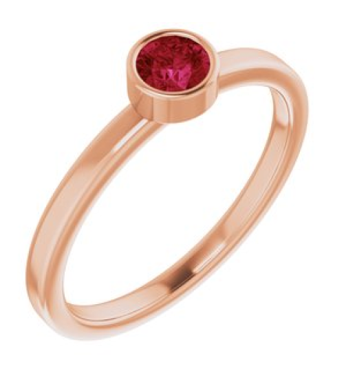 71806 Ring Set 14K Rose Natural Ruby Round 4 Mm Polished Natural Ruby Ring