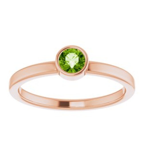 71806 Ring Set 14K Rose Natural Peridot Round 4 Mm Polished Natural Peridot Ring