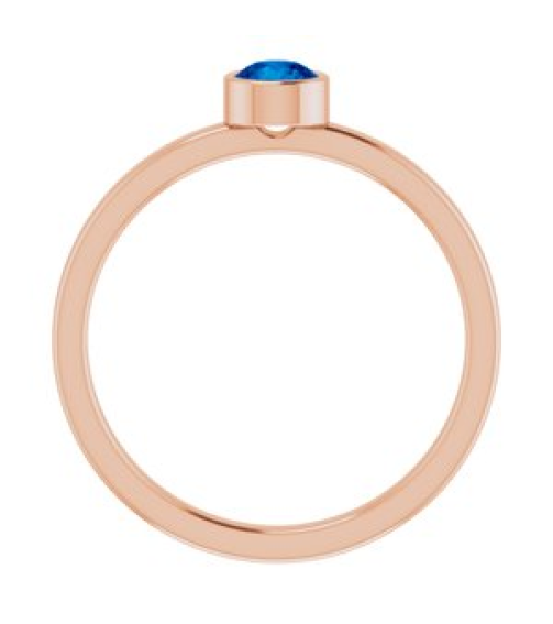 71806 Ring Set 14K Rose Lab-Grown Blue Sapphire Round 4 Mm Polished Lab-Grown Blue Sapphire Ring