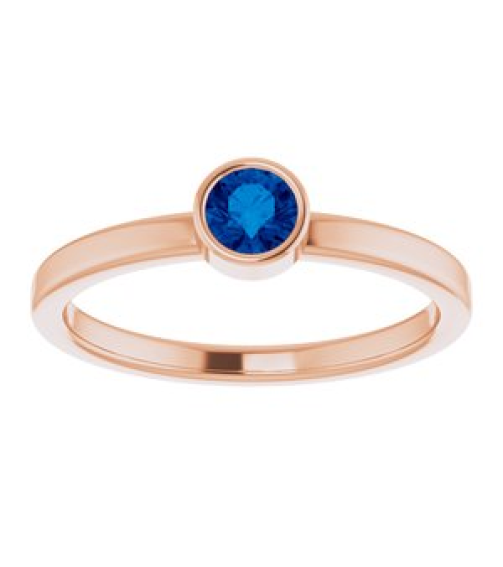 71806 Ring Set 14K Rose Lab-Grown Blue Sapphire Round 4 Mm Polished Lab-Grown Blue Sapphire Ring
