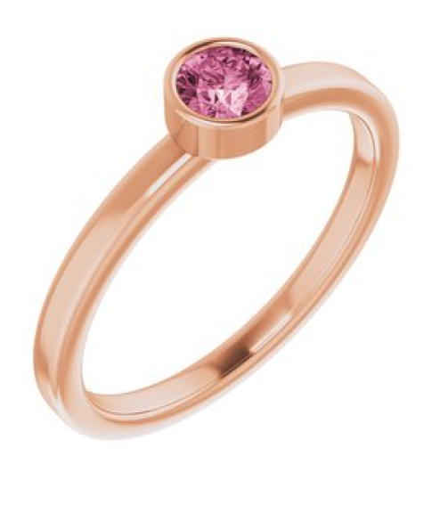 71806 Ring Set 14K Rose Natural Pink Tourmaline Round 4 Mm Polished Natural Pink Tourmaline Ring