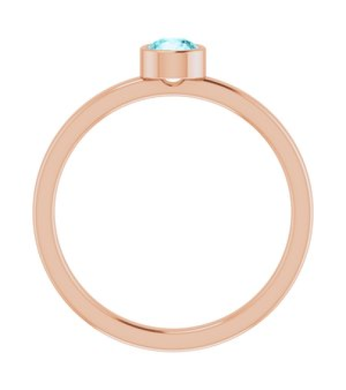 71806 Ring Set 14K Rose Natural Blue Zircon Round 4 Mm Polished Natural Blue Zircon Ring