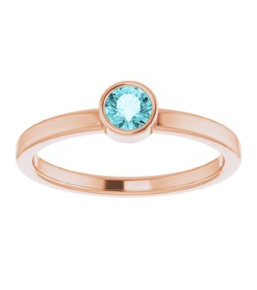 71806 Ring Set 14K Rose Natural Blue Zircon Round 4 Mm Polished Natural Blue Zircon Ring