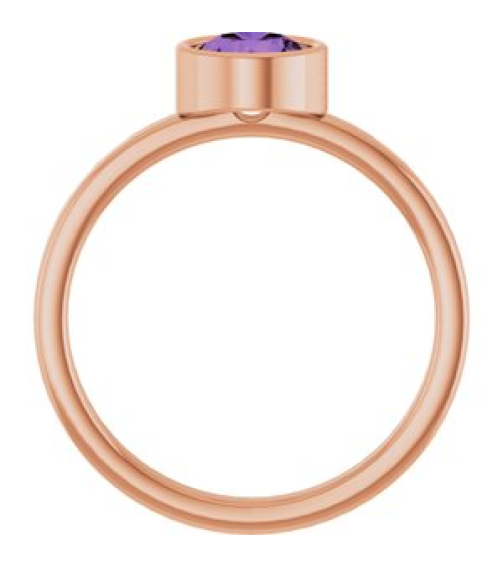 71806 Ring Set 14K Rose Natural Amethyst Round 6 Mm Polished Natural Amethyst Ring