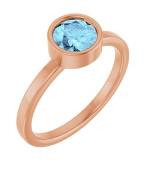 71806 Ring Set 14K Rose Natural Aquamarine Round 6 Mm Polished Natural Aquamarine Ring