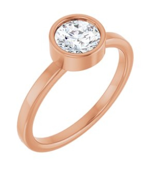 71806 Ring Set 14K Rose Natural White Sapphire Round 6 Mm Polished Natural White Sapphire Ring