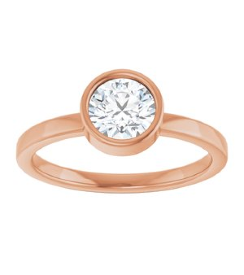 71806 Ring Set 14K Rose Natural White Sapphire Round 6 Mm Polished Natural White Sapphire Ring