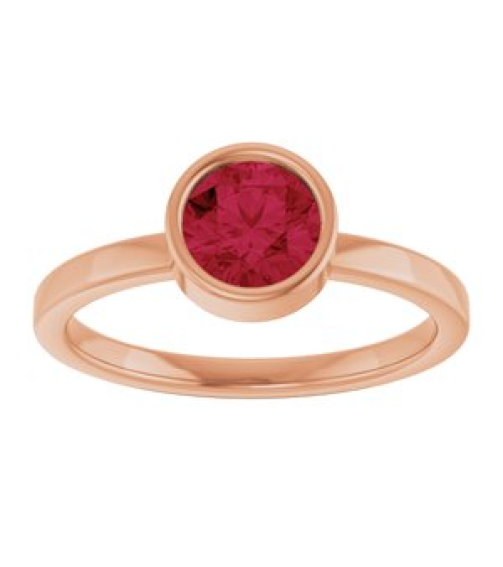71806 Ring Set 14K Rose Lab-Grown Ruby Round 6 Mm Polished Lab-Grown Ruby Ring