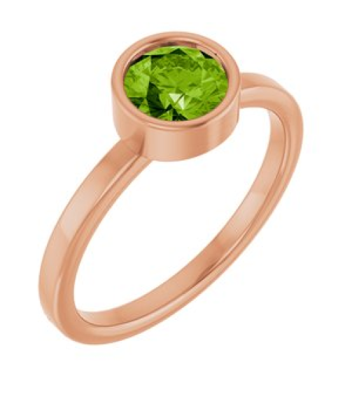 71806 Ring Set 14K Rose Natural Peridot Round 6 Mm Polished Natural Peridot Ring