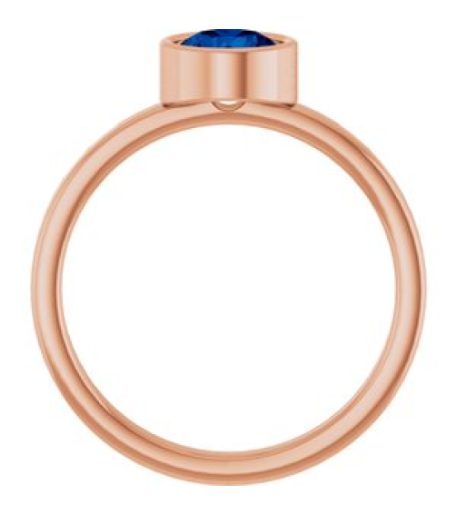 71806 Ring Set 14K Rose Lab-Grown Blue Sapphire Round 6 Mm Polished Lab-Grown Blue Sapphire Ring