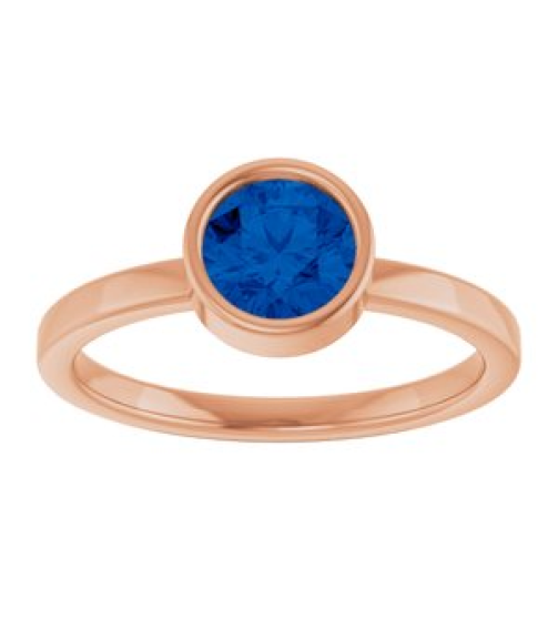71806 Ring Set 14K Rose Lab-Grown Blue Sapphire Round 6 Mm Polished Lab-Grown Blue Sapphire Ring