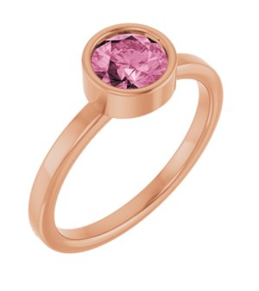 71806 Ring Set 14K Rose Natural Pink Tourmaline Round 6 Mm Polished Natural Pink Tourmaline Ring
