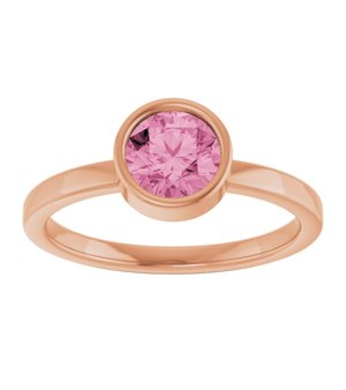 71806 Ring Set 14K Rose Natural Pink Tourmaline Round 6 Mm Polished Natural Pink Tourmaline Ring
