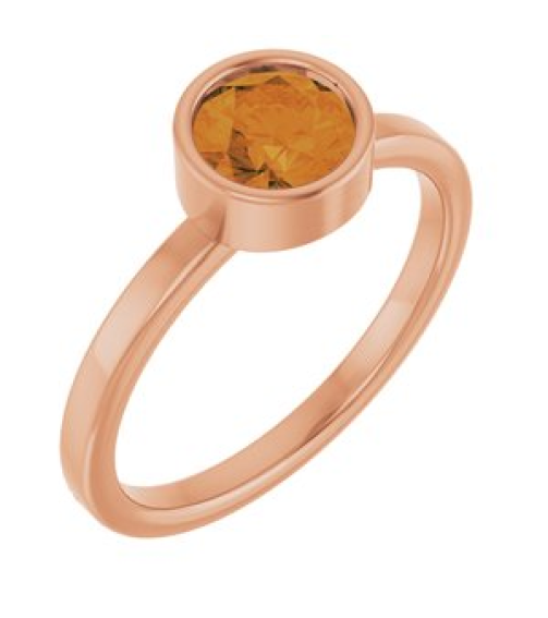 71806 Ring Set 14K Rose Natural Citrine Round 6 Mm Polished Natural Citrine Ring