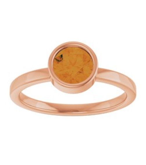 71806 Ring Set 14K Rose Natural Citrine Round 6 Mm Polished Natural Citrine Ring