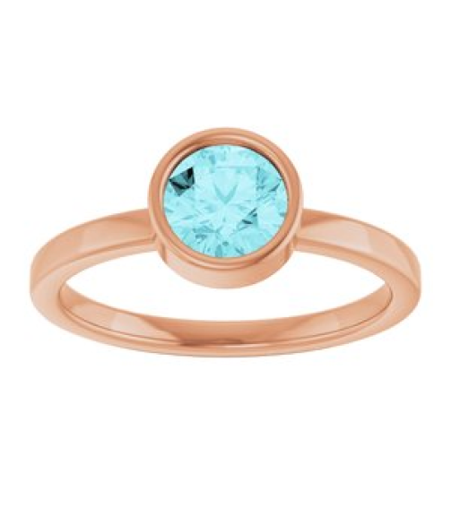71806 Ring Set 14K Rose Natural Blue Zircon Round 6 Mm Polished Natural Blue Zircon Ring