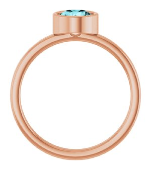 71806 Ring Set 14K Rose Natural Blue Zircon Round 6 Mm Polished Natural Blue Zircon Ring