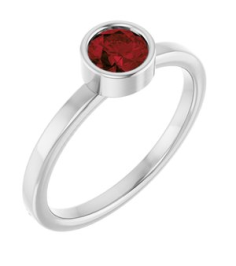 71806 Ring Set 14K White Natural Mozambique Garnet Round 5 Mm Polished Natural Mozambique Garnet Ring