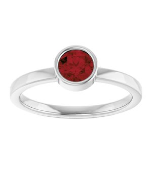 71806 Ring Set 14K White Natural Mozambique Garnet Round 5 Mm Polished Natural Mozambique Garnet Ring