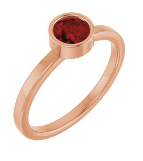 71806 Ring Set 14K Rose Natural Mozambique Garnet Round 5 Mm Polished Natural Mozambique Garnet Ring