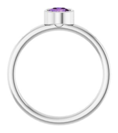 71806 Ring Set 14K White Natural Amethyst Round 5 Mm Polished Natural Amethyst Ring